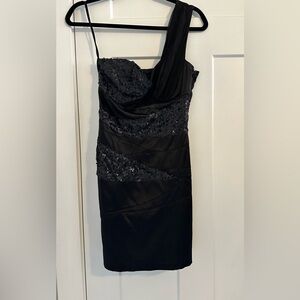 Ark & Co Black One-Shoulder Sequin Cocktail Dress